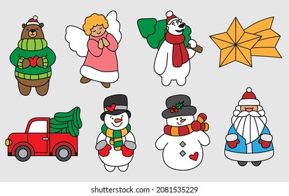 Set of Christmas elements. Christmas elements for stickers, cards, invitations, backgrounds and more.