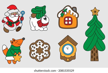Set of Christmas elements. Christmas elements for stickers, cards, invitations, backgrounds and more.