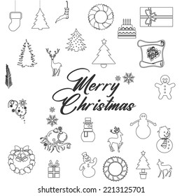 set of Christmas elements vector icons isolated on a white background