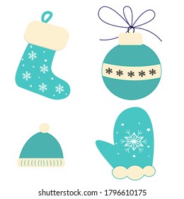  Set of christmas elements vector illustration