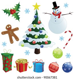 Set of christmas elements. Vector illustration