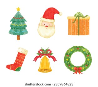 Set Set Weihnachtselemente Aquarell Vektorgrafik