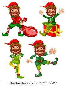 A set of christmas elf illustration