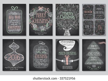 Set of Christmas emblems - Chalkboard.