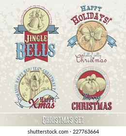 set of Christmas emblems and designs