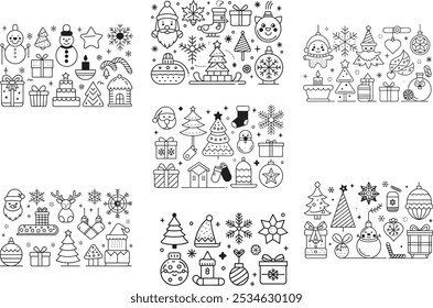 Set Of Christmas Emojis Isolated On White Background.