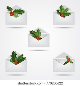 Set of Christmas envelope icons