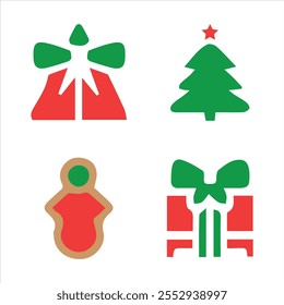 set of the Christmas eve item icon vector.