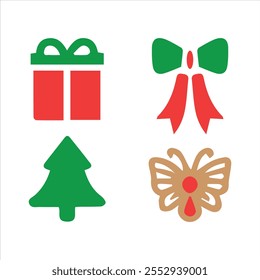 set of the Christmas eve item icon vector.