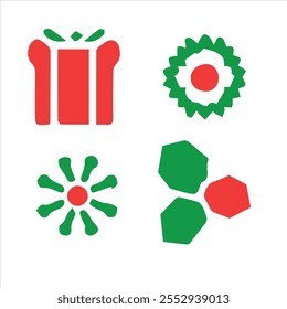 set of the Christmas eve item icon vector.