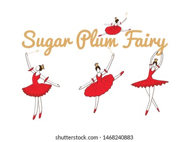 Set With Christmas Fairy Or Sugar Plum Fairy Sprinkling Happiness