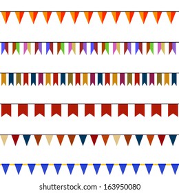 Set of Christmas festive flags on ropes