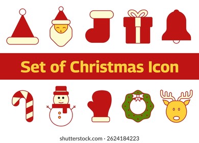 Set of Christmas Fill with Outline Icon. Christmas Holiday Icon. High Quality Vector Icon