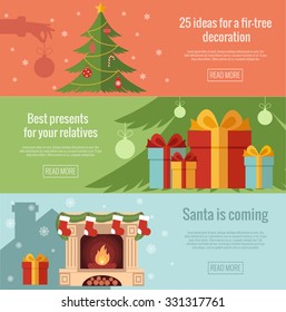 Set of Christmas flat banners. Modern flat design.Christmas and New Year design made in vector