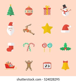 Set of Christmas Flat Icon. Vector Illustration