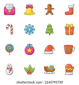 Set of Christmas Flat Icons 

