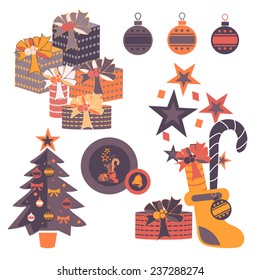 Set of christmas flat icons