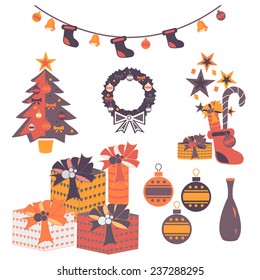 Set of christmas flat icons