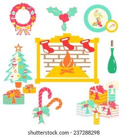 Set of christmas flat icons