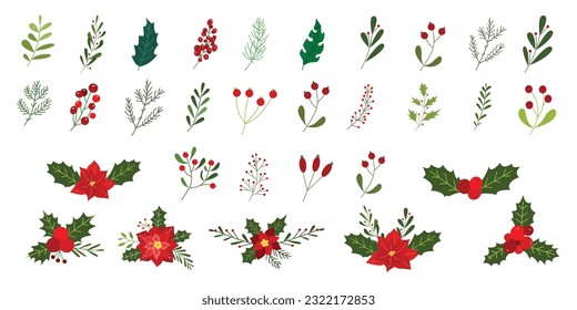 Set of Christmas floral ornament