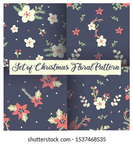 Set of Christmas Floral Pattern