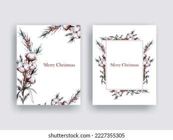 Set Christmas flower bouquet watercolor vector with Pine Wreath, Mistletoe, Winter plants design illustration for greetings, invitation, flyer, brochure, cover in vector.