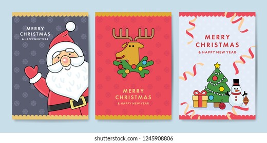 Set of Christmas flyer design template, vector illustration