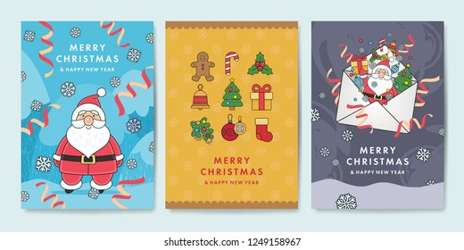 Set of Christmas flyer design template, vector illustration