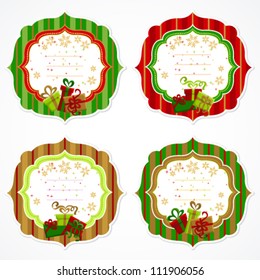 Set of Christmas frames with colored gifts