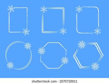 A set of Christmas frames on a blue background.   Vector Illustration.