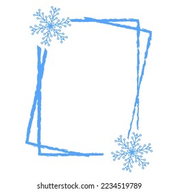 Ein Set von Weihnachtsrahmen auf blauem Hintergrund.   Vektorgrafik.