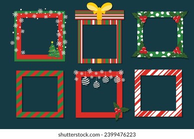 set of Christmas frames in vector designs for borders, frames, greeting cards, Christmas greetings, New Year