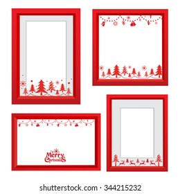 Set Of Christmas Frames,vector Christmas Border, Christmas Frame Picture