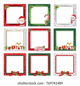 Set Of Christmas Frame,vector Border Christmas, Picture Frame Design