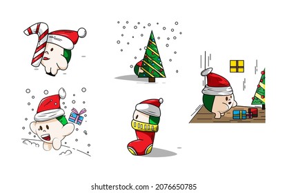 Set of Christmas Funny cute Santa Claus.