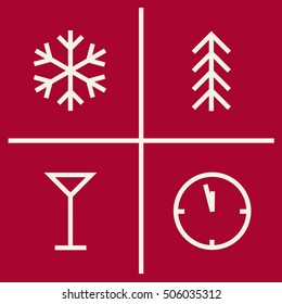 Set of christmas geometric icons. New year symbols. Pictogram