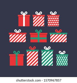 
set of christmas gift box illustration vector.