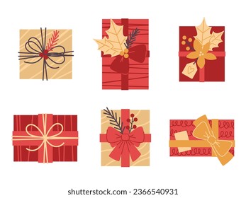 set of christmas gift boxes