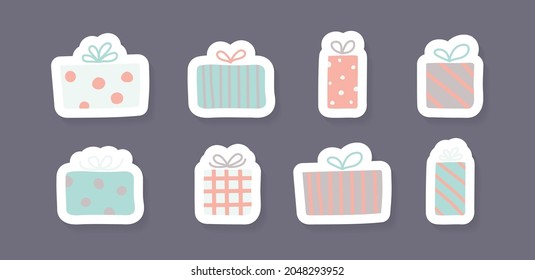 Set of Christmas gift boxes. Vector