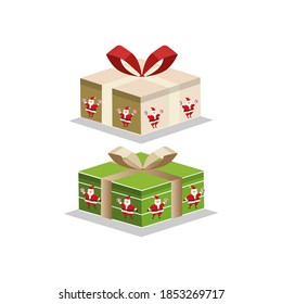 
Set Christmas Gift Icon Vector Flat Background
