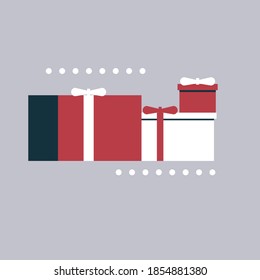 Set Christmas Gift Icon Vector Flat Background
