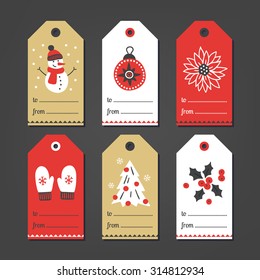 Set Christmas Gift Tags Snowman Ball Stock Vector (Royalty Free ...