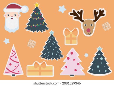 Set of Christmas gift tags. Vector illustration.