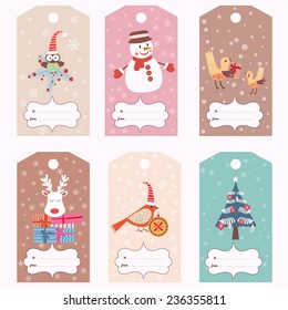 Set of Christmas gift tags (vector template)