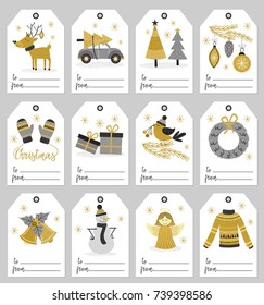 Set Of Christmas Gift Tags - Vector Illustration, Eps
