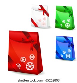 set of christmas gifts shopping bags