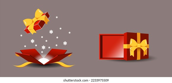 A set of Christmas gifts in snowflakes with a bow.