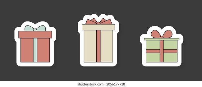 Set of Christmas gifts. Xmas icons. Vector