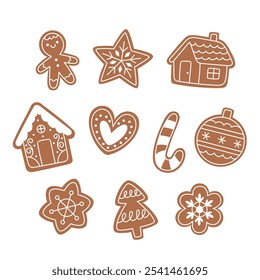 Set of Christmas gingerbread cookies