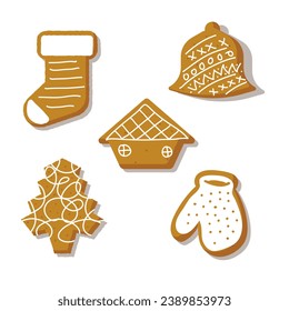 set of christmas gingerbread cookies collection